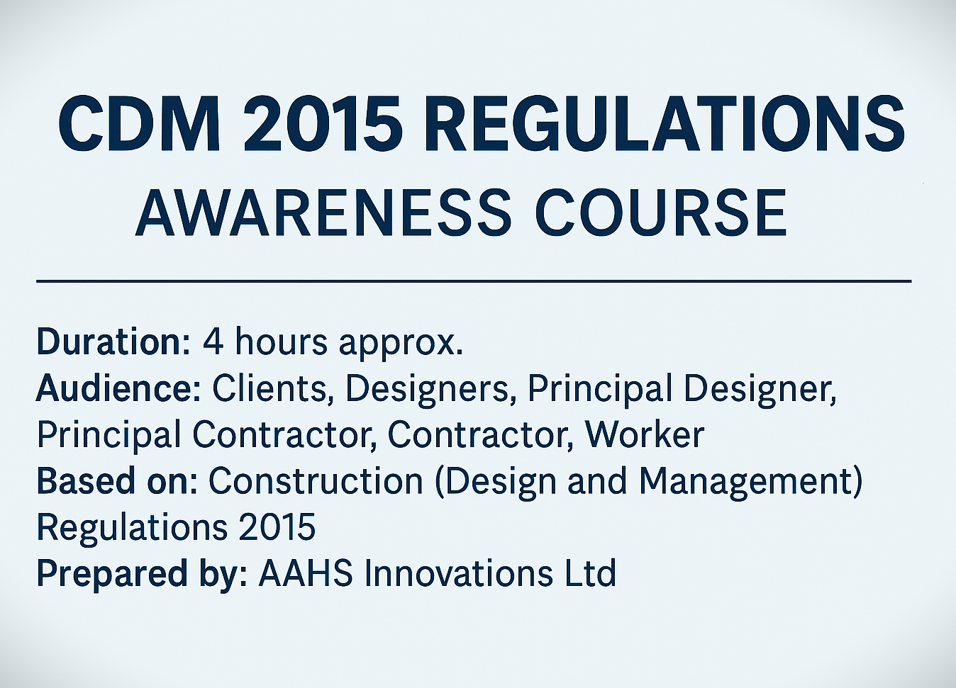 CDM 2015 Awareness Course
